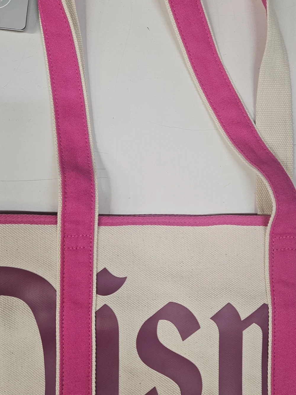 Pink Canvas Tote Bag with Logo Detail